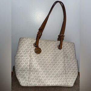 Michael Kors Cream and Brown Tote Bag